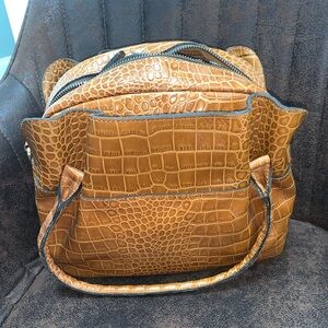 NEW-Patricia Nash Crocodile Embossed Tan Handbag